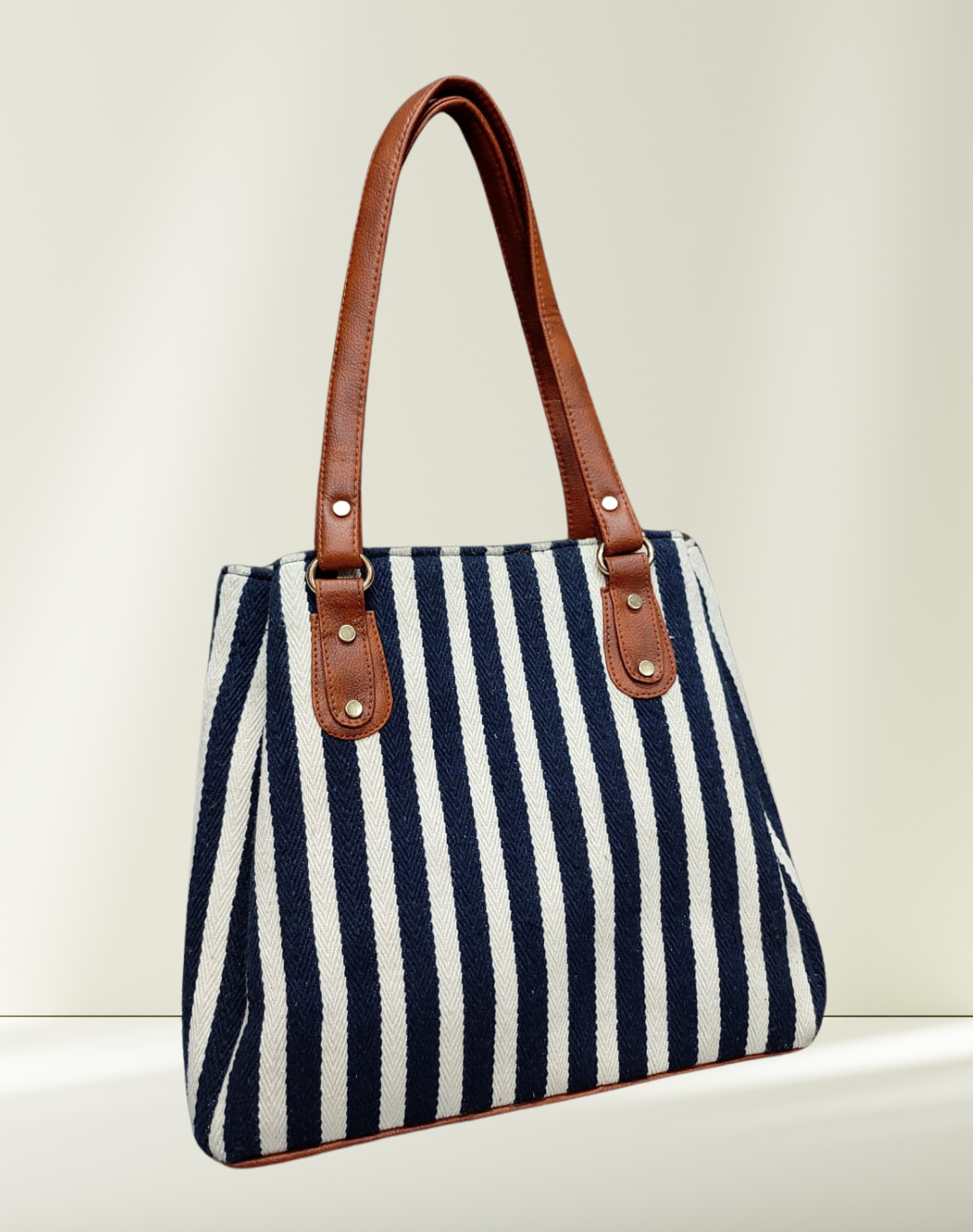 3 Partition Jacquard Tote Bags for Office - Strips - Surovi Bags