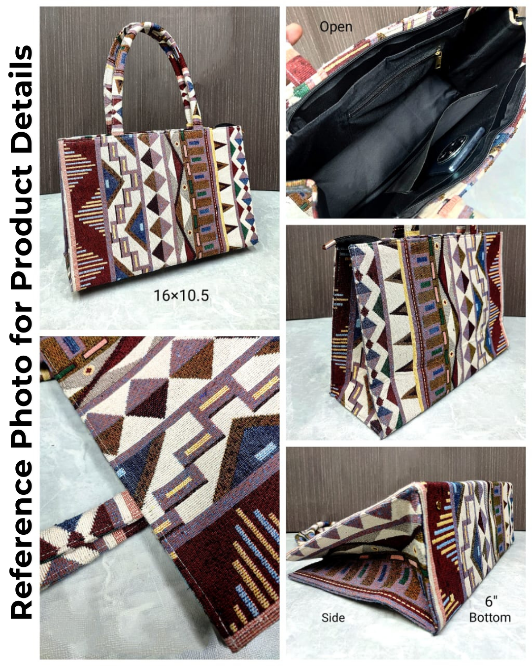 Jacquard Box Tote Bag for Women - Tribal Weave - Surovi Bags