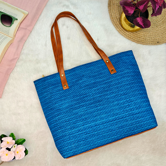 Everyday Tote bags for Women - Blue Weave - Surovi Bags