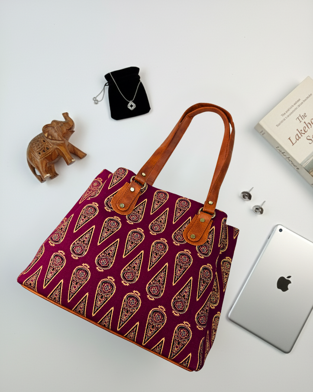 3 Partition Tote Bag for Women - Red