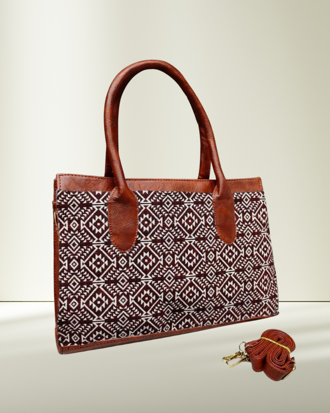 Women Urban Jacquard Handbag - Red