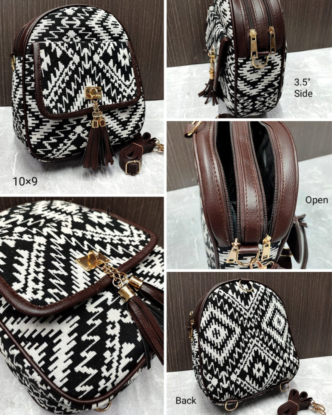 Jacquard Convertible Backpack cum Sling Bag - MonoChrome - Surovi Bags