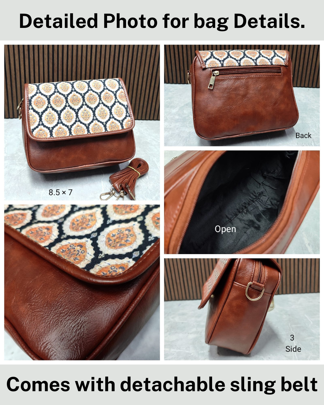 Trendy Printed Flap Sling Bag for Women - Orange - Surovi Bags