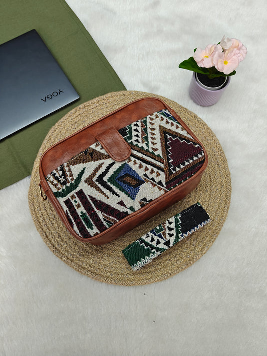 Magnetic Sling Bag Jacquard - Green Tribal