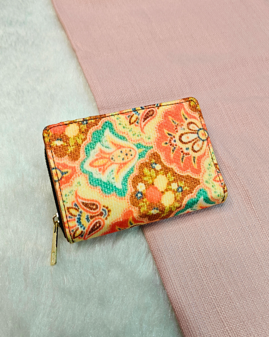 Foldable Pocket Wallet For Women - Mughal Motif
