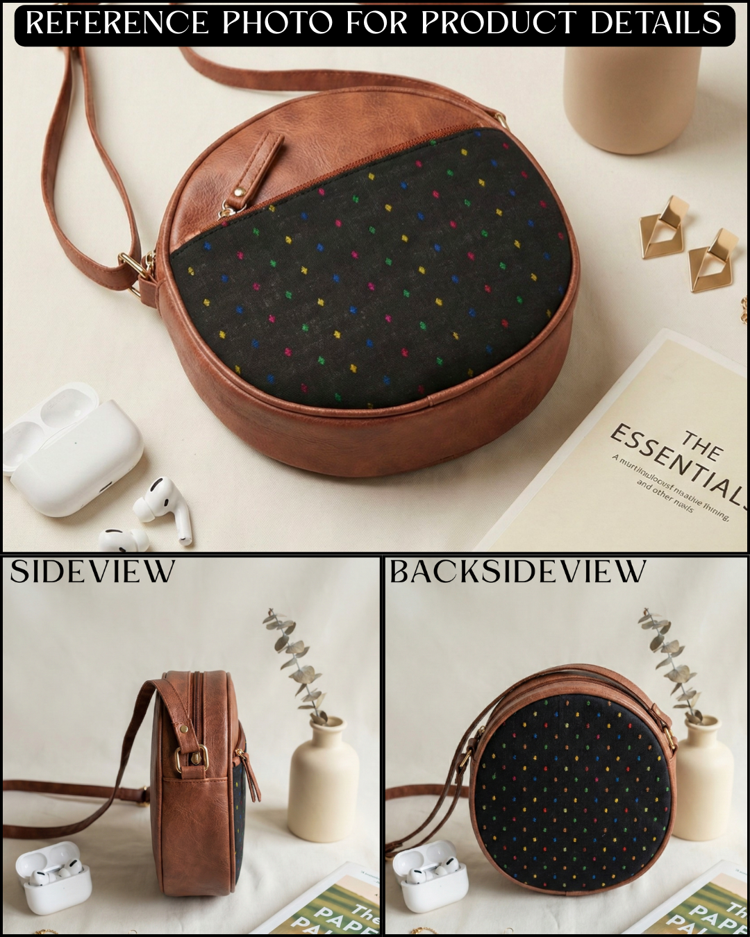 Handmade Round Sling Bag for Women - Kalamkari