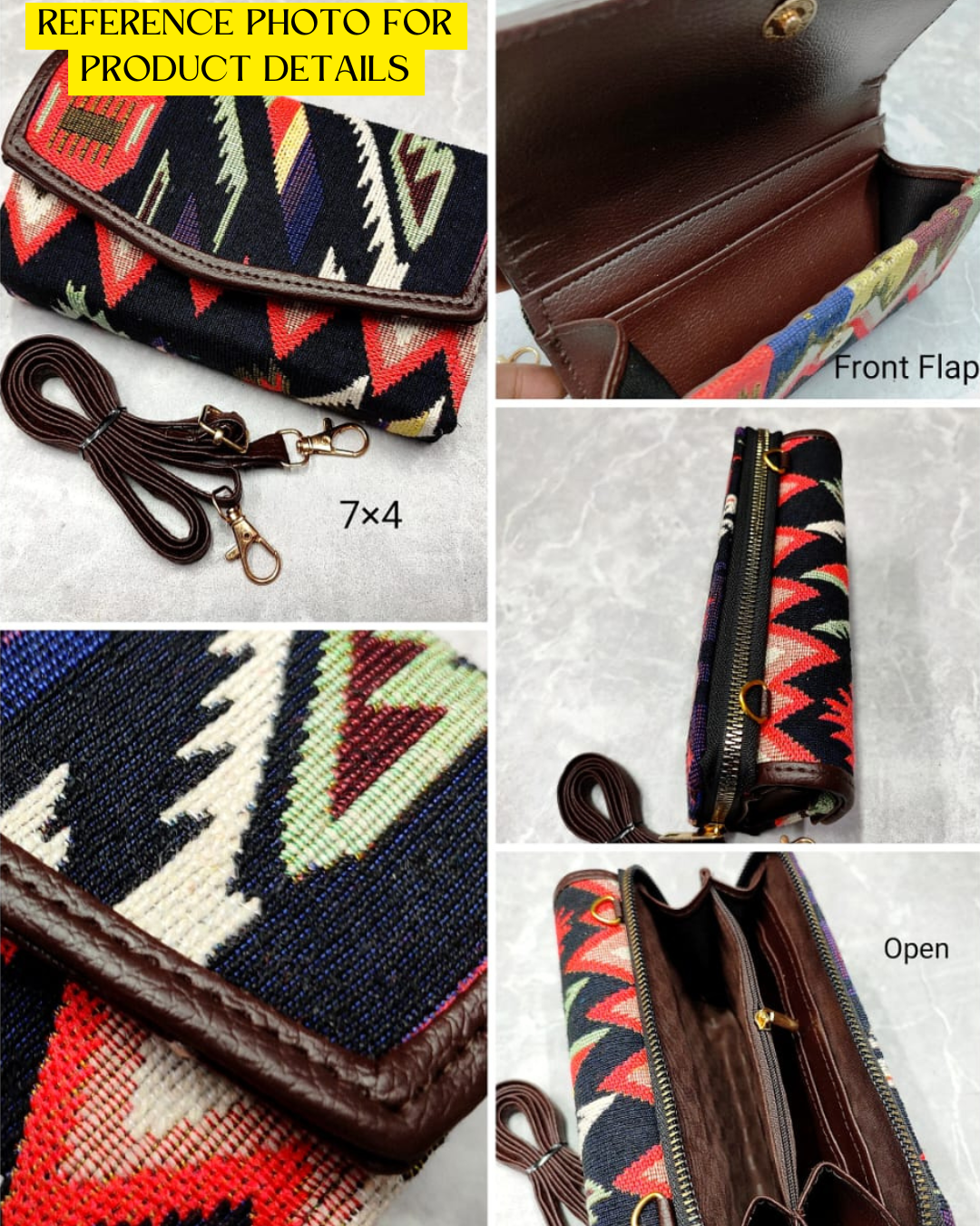 Stylish and Compact Jacquard Sling Wallet - Rainbow Strips - Surovi Bags