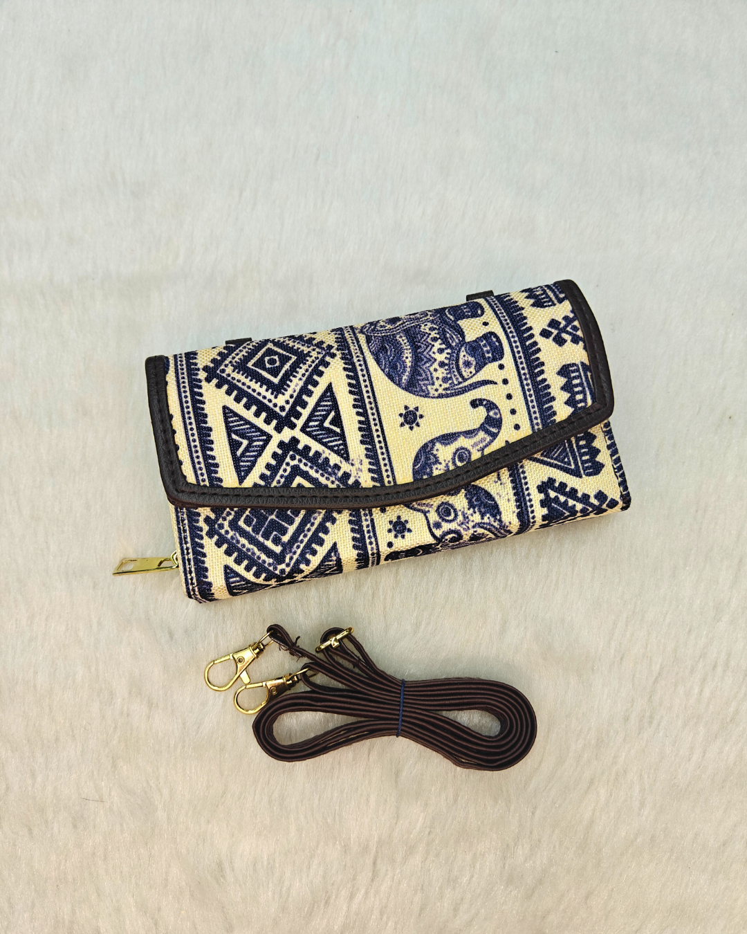 Stylish and Compact Sling Wallet - Elephant Print