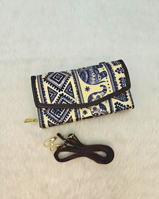 Stylish and Compact Sling Wallet - Elephant Print