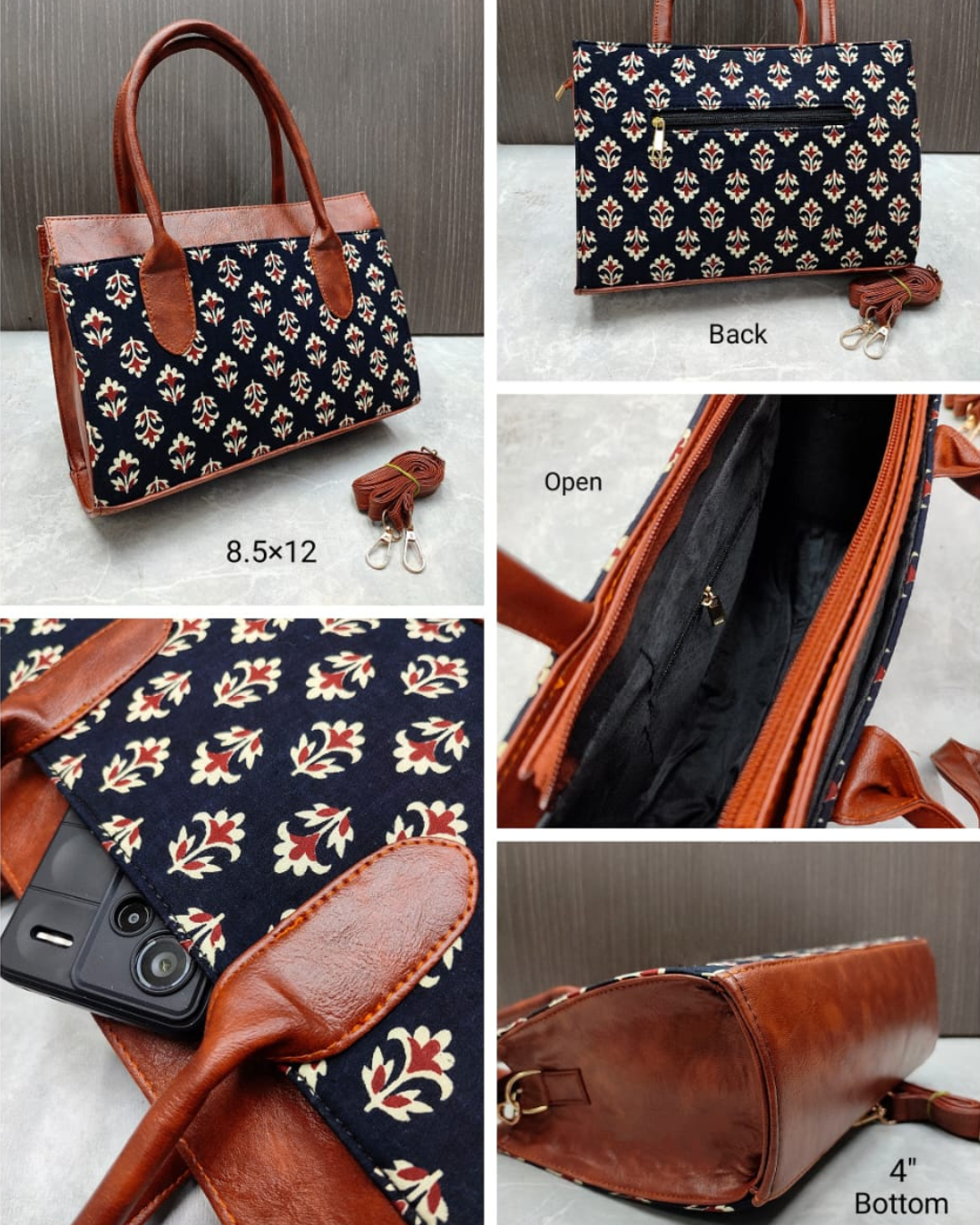 Women Urban Printed Handbag - Peach - Surovi Bags