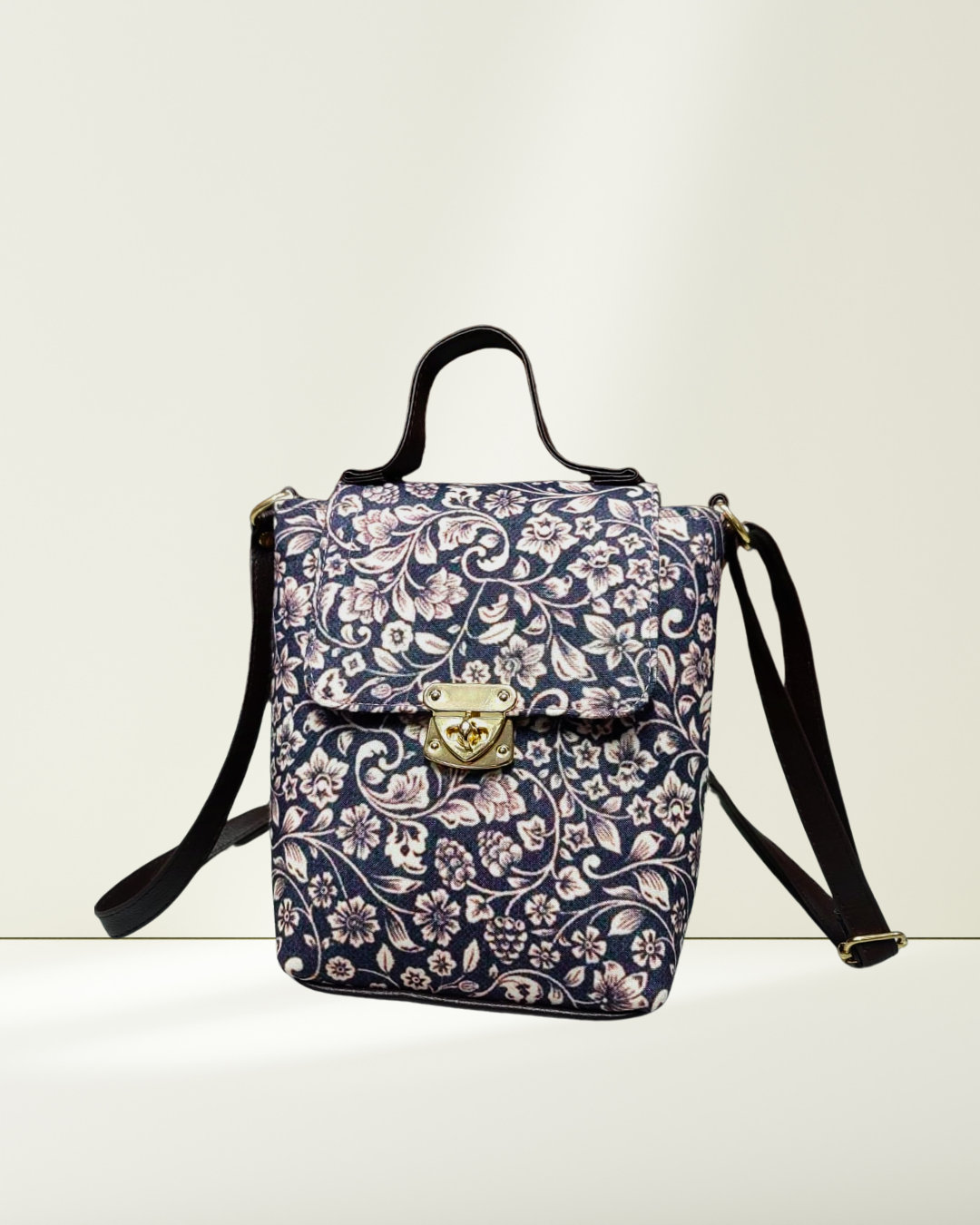 Printed Cotton Double Handle Sling - Twilight Floral Sling - Surovi Bags