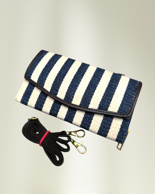 Stylish and Compact Jacquard Sling Wallet - Black Weave