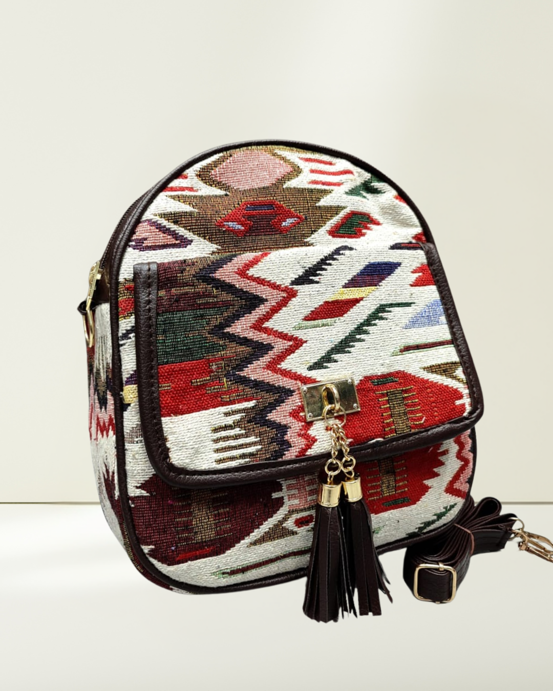 Jacquard Convertible Backpack cum Sling Bag - Tribal Weave