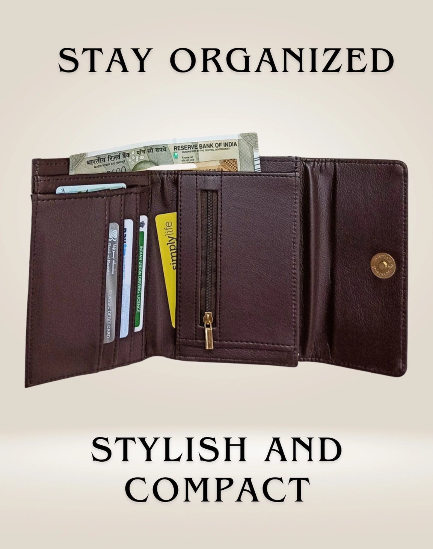 Ikat Elegance: Stylish 3-Fold Wallet in Vibrant Fabric - Worli Print