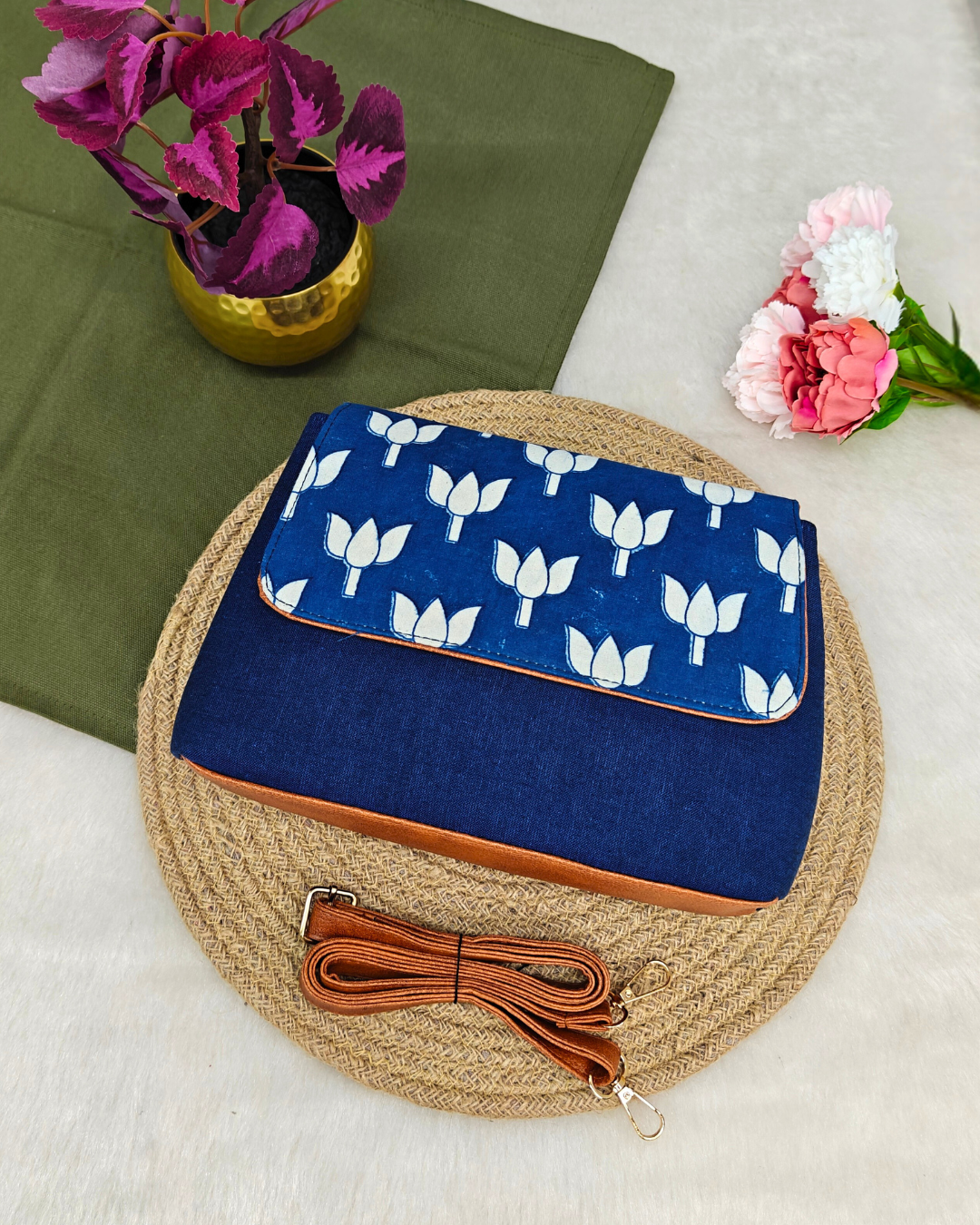 Stylish Combination Sling Bag for a fashionable look - Indigo - Surovi Bags