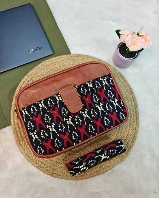 Magnetic Sling Bag - Black Motif - Surovi Bags