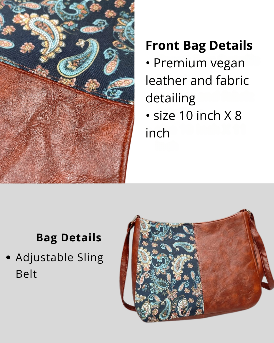 Combination Sling bag for Women - Black Butti - Surovi Bags