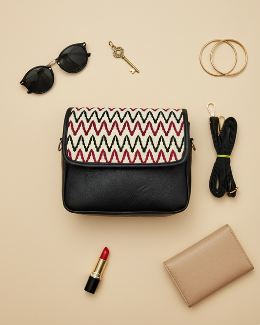 Trendy Printed Flap Sling Bag for Women - Beige