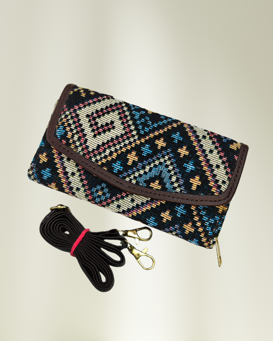 Stylish and Compact Jacquard Sling Wallet - Butti