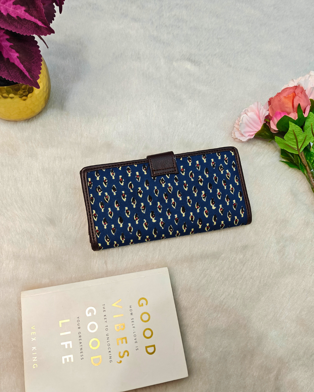 Ikkat Fusion Flap Wallet - Ajrak Butti