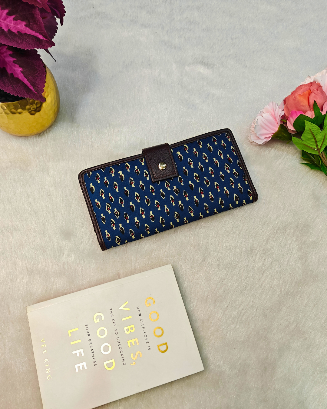 Ikkat Fusion Flap Wallet - Ajrak Butti