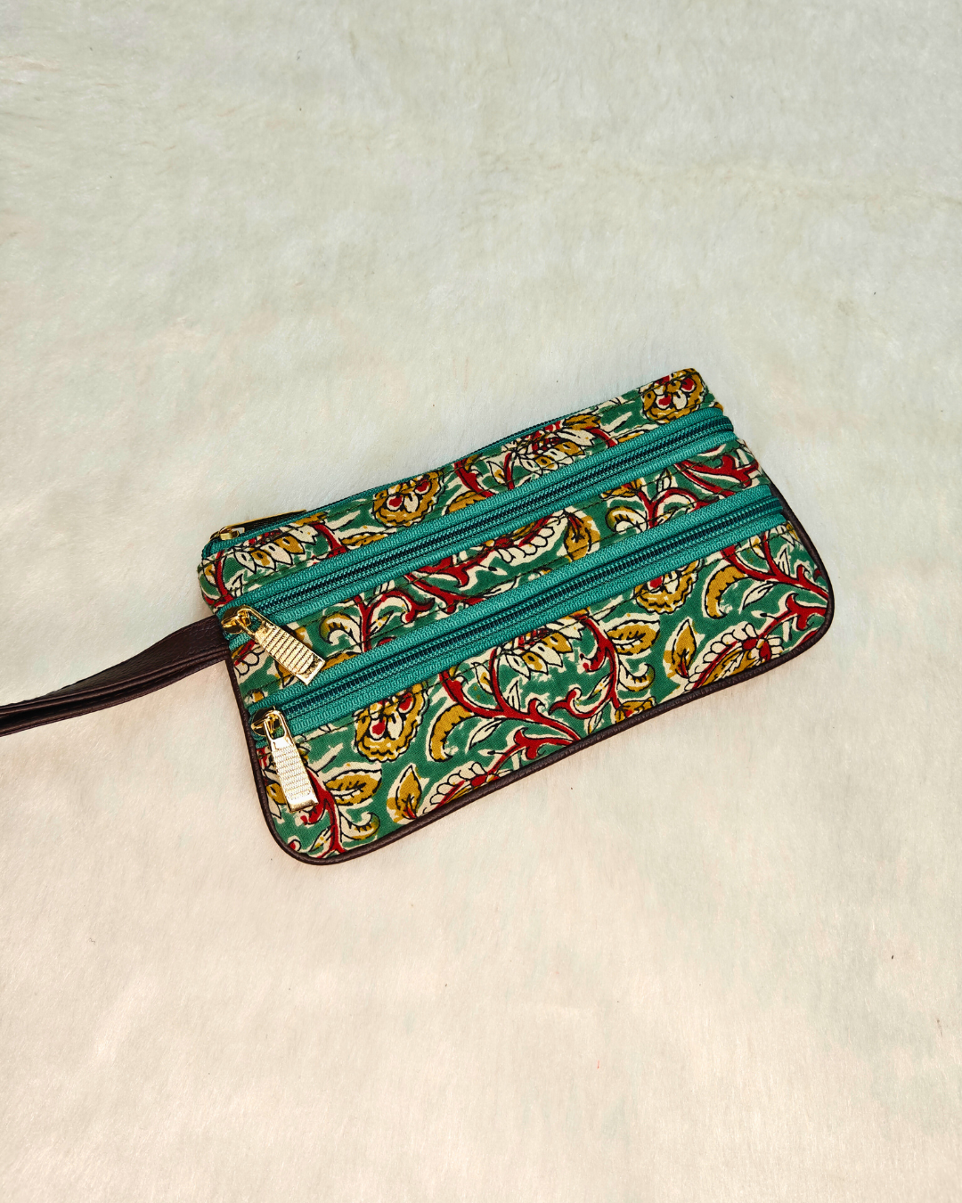 Multi Zipper Mobile Pouch For Women - Checks
