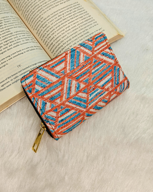 Jacquard Foldable Pocket Wallet For Women - Orange Weave