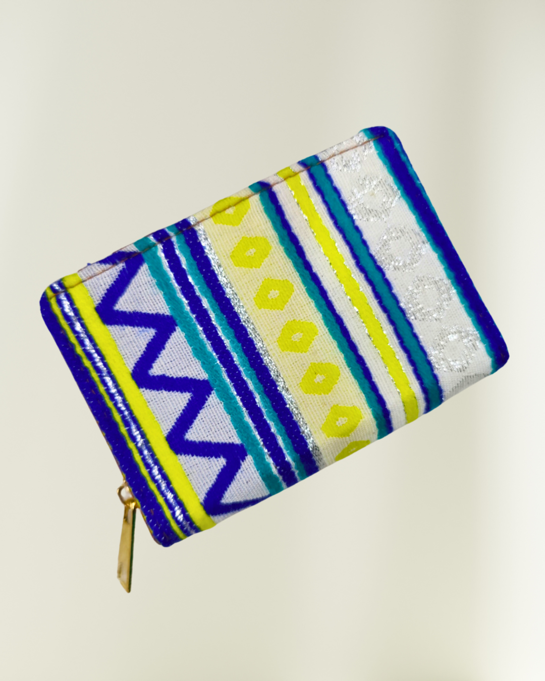 Jacquard Foldable Pocket Wallet For Women - Yellow Weave - Surovi Bags