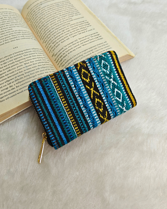 Jacquard Foldable Pocket Wallet For Women - Green Weave