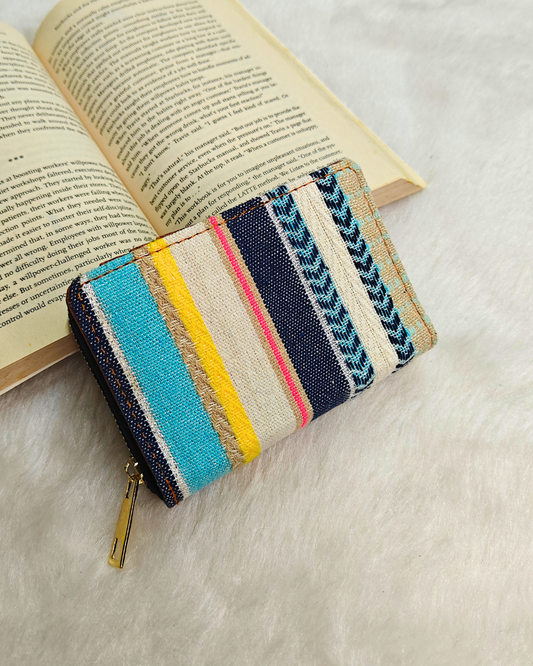Jacquard Foldable Pocket Wallet For Women - Rainbow Weave
