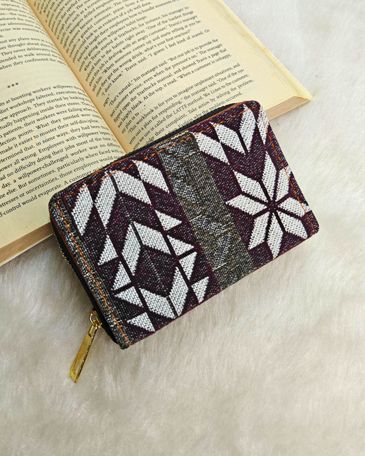 Jacquard Foldable Pocket Wallet For Women - Grey Weave