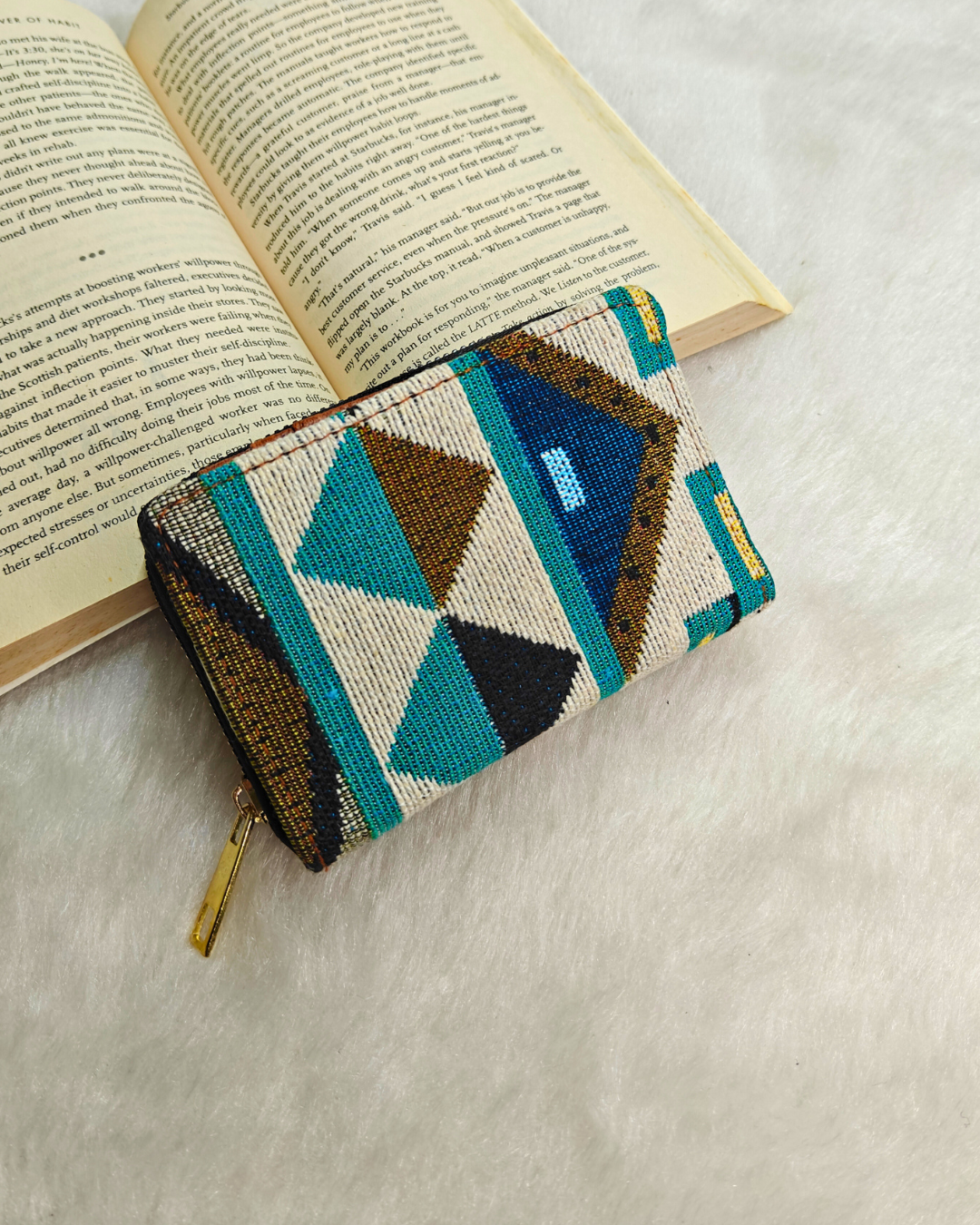 Jacquard Foldable Pocket Wallet For Women - Tribal Weave