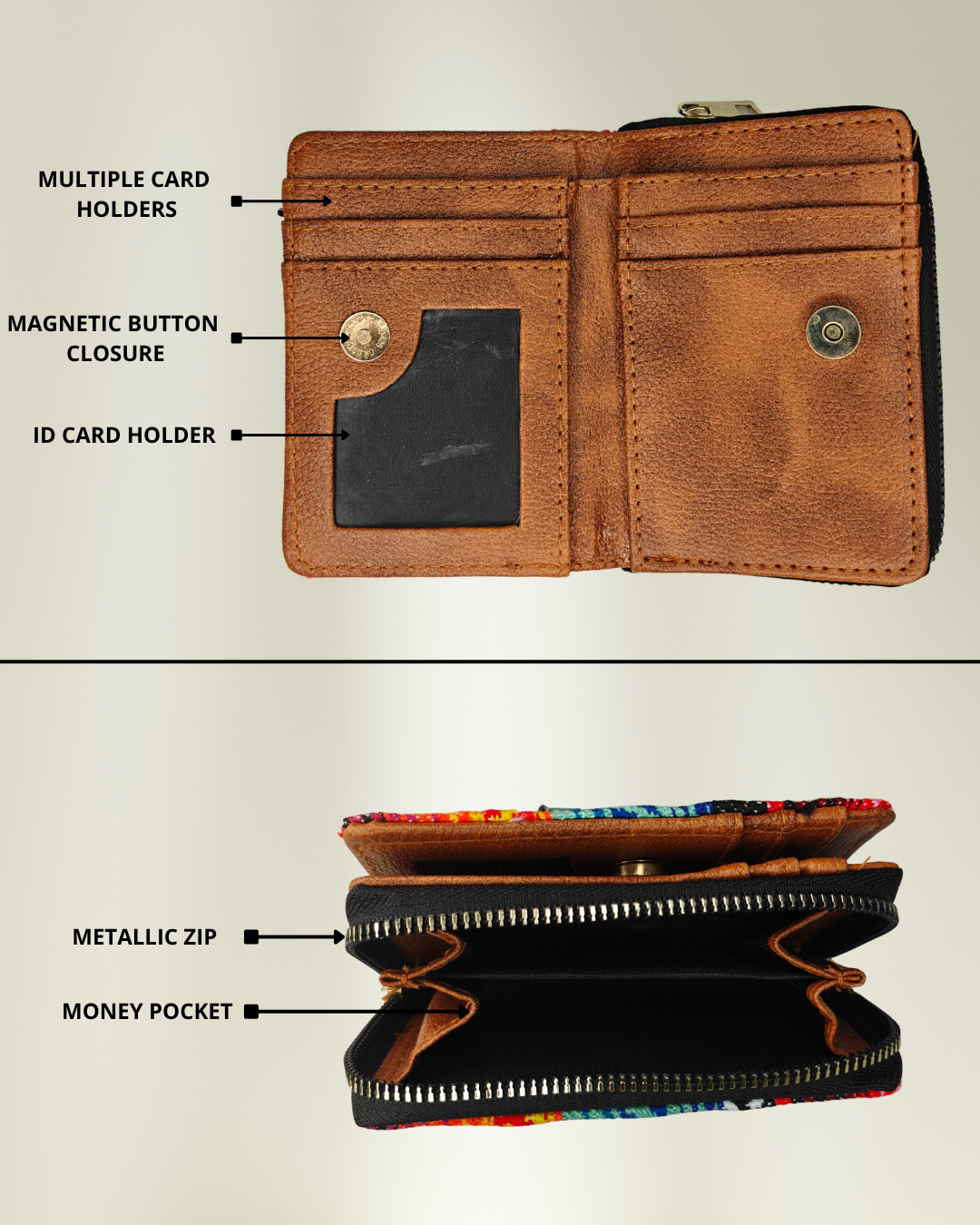 Jacquard Foldable Pocket Wallet For Women - Ikkat Weave