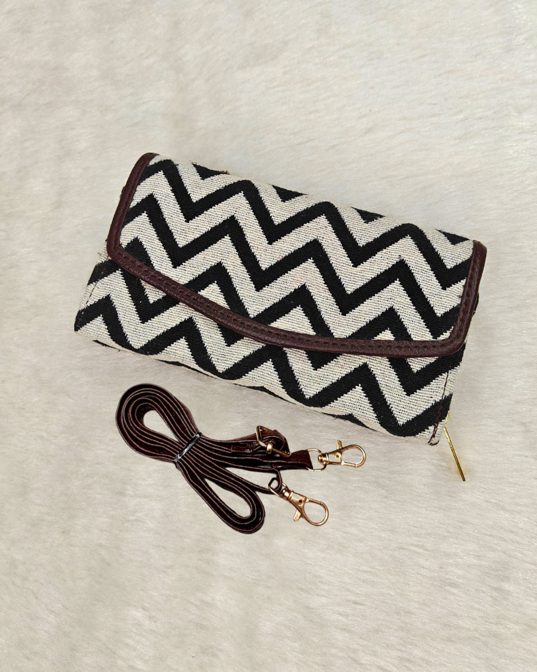 Stylish and Compact Jacquard Sling Wallet - Wave