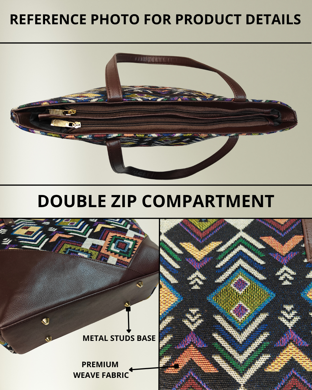 Statement Tote bags for Women - Blue Tribal Weave