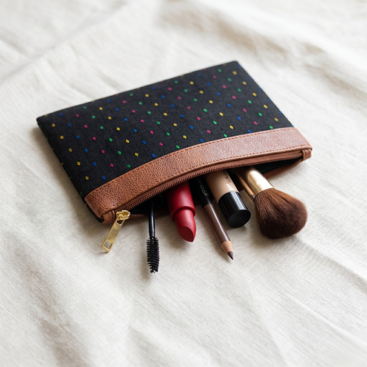 Premium Cosmetic Pouch - Stylish Travel Makeup Bag Organizer - Black - Surovi Bags