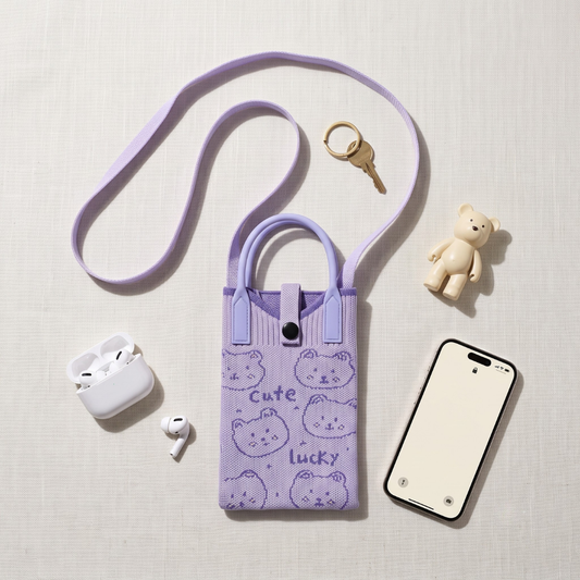 Premium Knitted Mobile Sling Bag - Cute Lucky