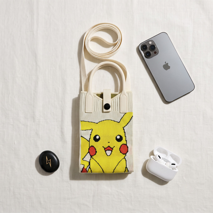 Premium Knitted Mobile Sling Bag - Pikachu