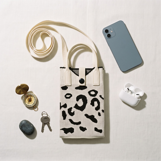 Premium Knitted Mobile Sling Bag - White