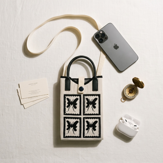 Premium Knitted Mobile Sling Bag - Butterfly