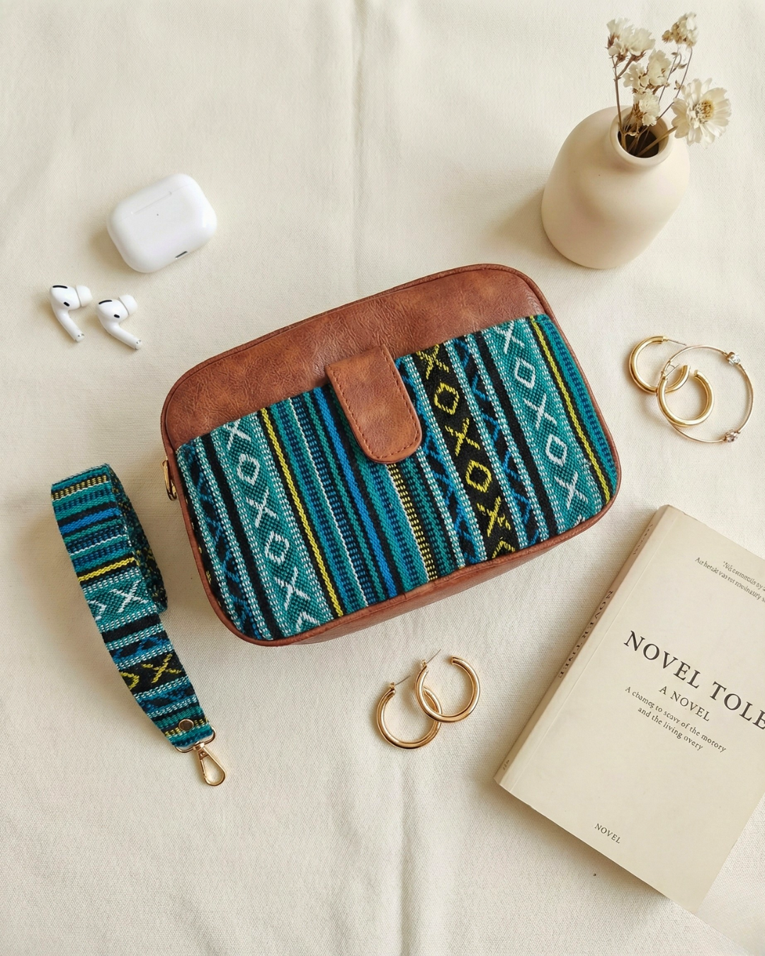 Magnetic Sling Bag Jacquard - Green