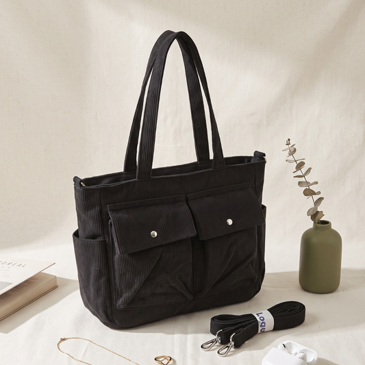 Premium Caudray Multi-Pocket Handbag - Black - Surovi Bags