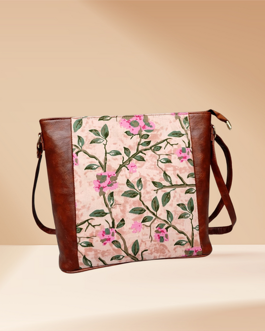 Box Ikkat Sling Bag - Pink Floral