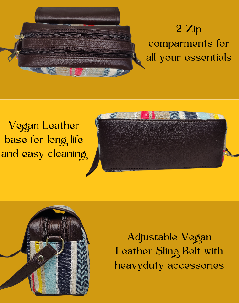 Handmade Jacquard Sling Bag for Women - Red Weave