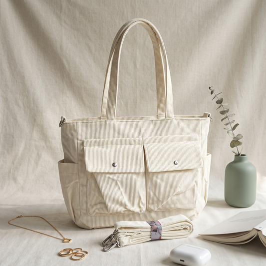 Premium Caudray Multi-Pocket Handbag - White - Surovi Bags
