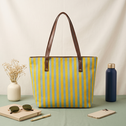 Everyday Jacquard Tote bags for Women - Yellow Strips