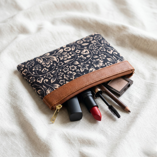 Premium Cosmetic Pouch - Stylish Travel Makeup Bag Organizer - Kalamkari - Surovi Bags