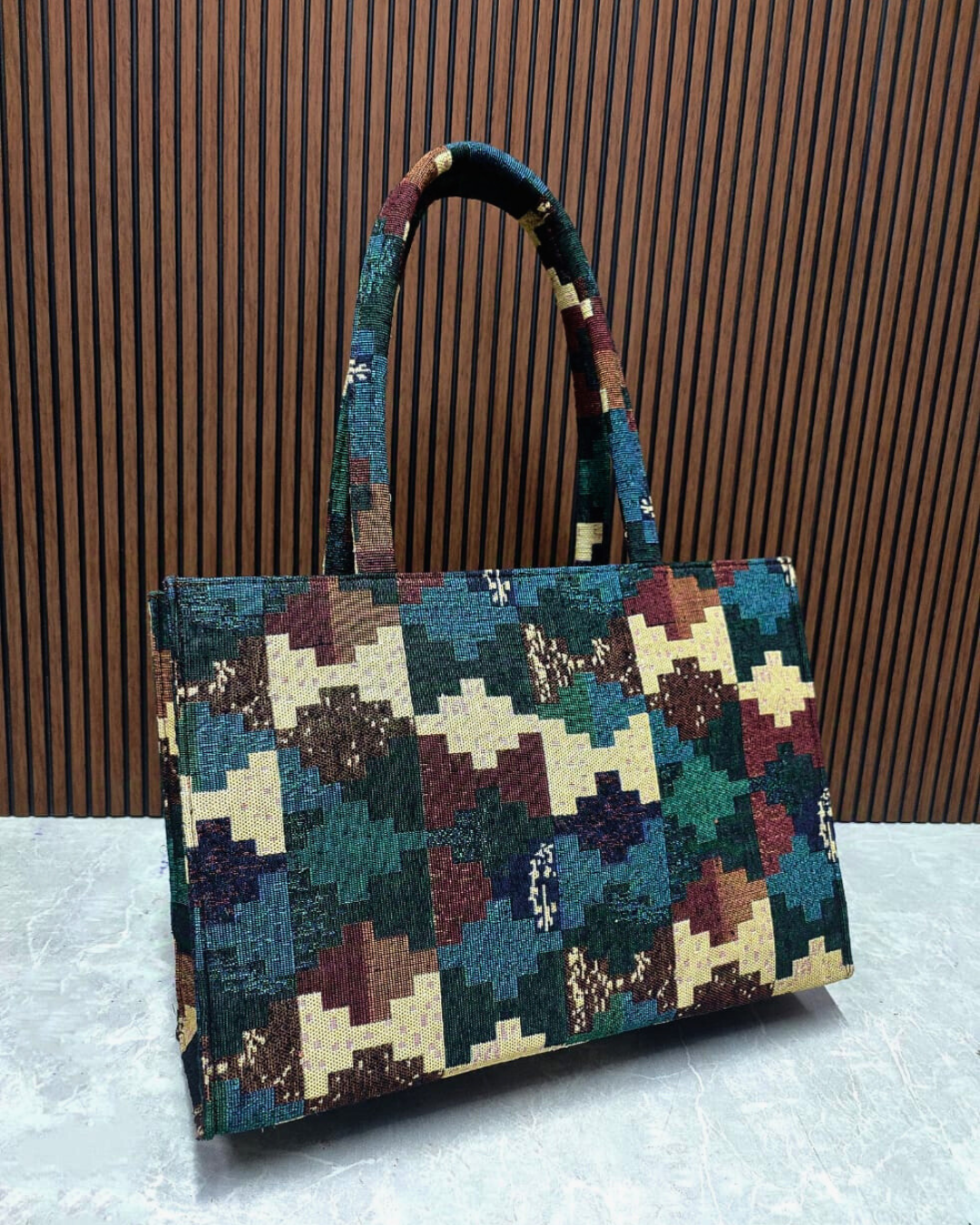 Jacquard Box Tote Bag for Women - camouflage