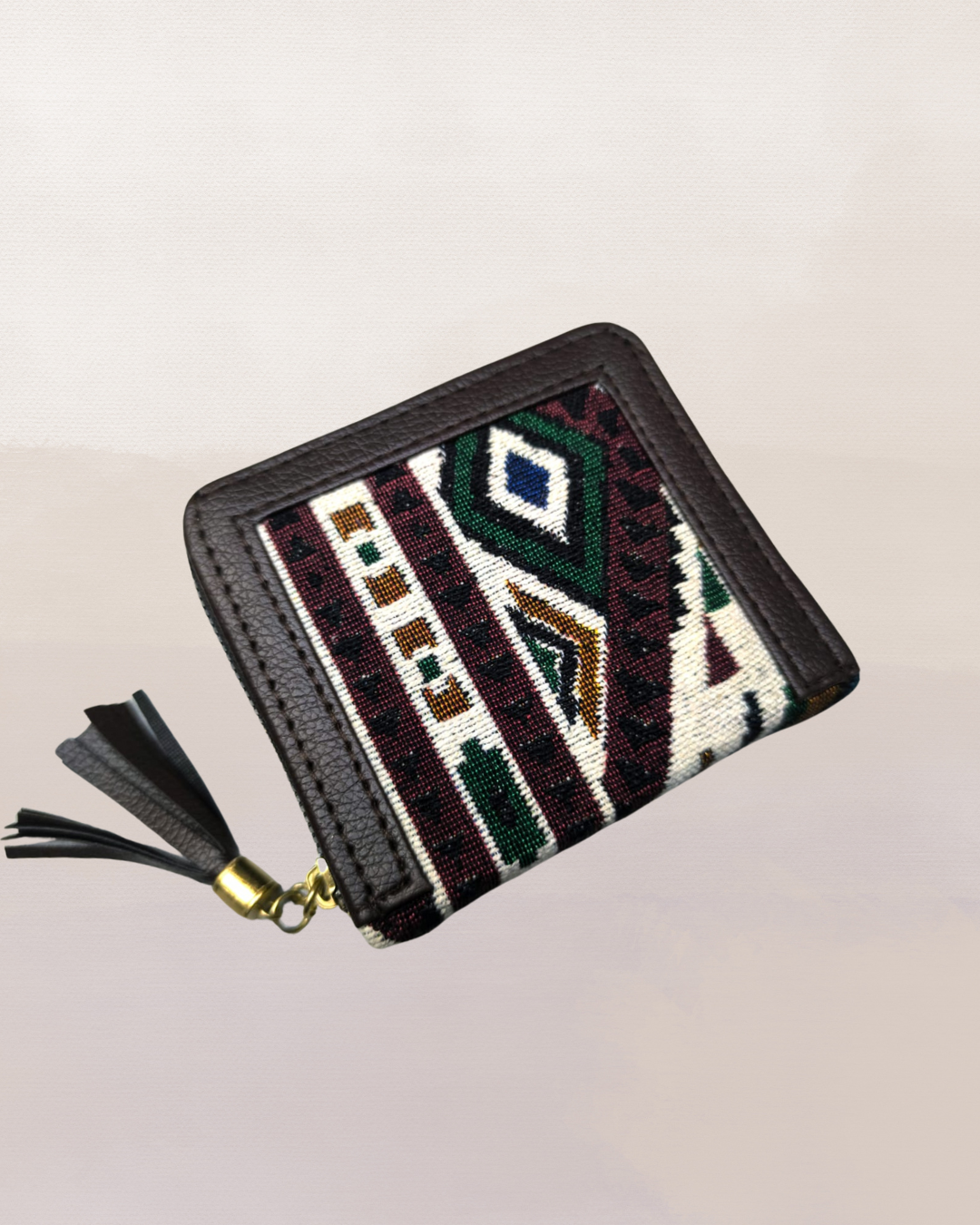 Jacquard Pocket Mini wallet - Green Tribal Weave