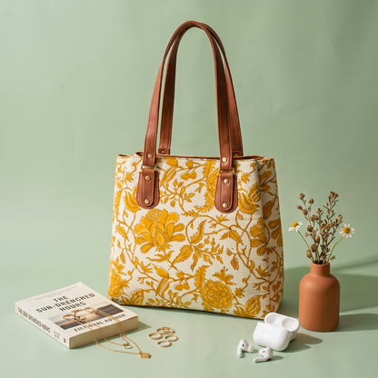 3 Partition Tote Bag for Women - Yellow